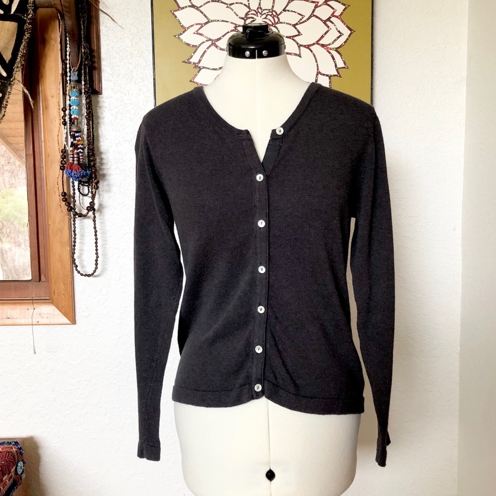 Ethos Distressed Knitted Top with Pearl Buttons